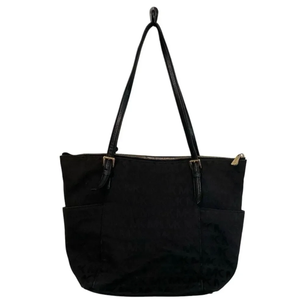 Michael Kors Women's Soft HandBag, Large - Black MK Logo - Picture 2 of 16